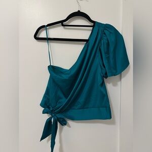 Express Teal One-Shoulder Blouse